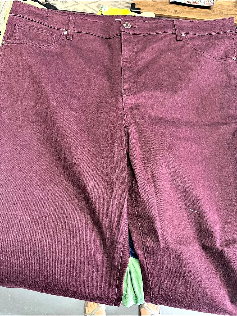 Terra & Sky Burgundy Maroon Denim Pants Plus Size 24W Waist 24W
